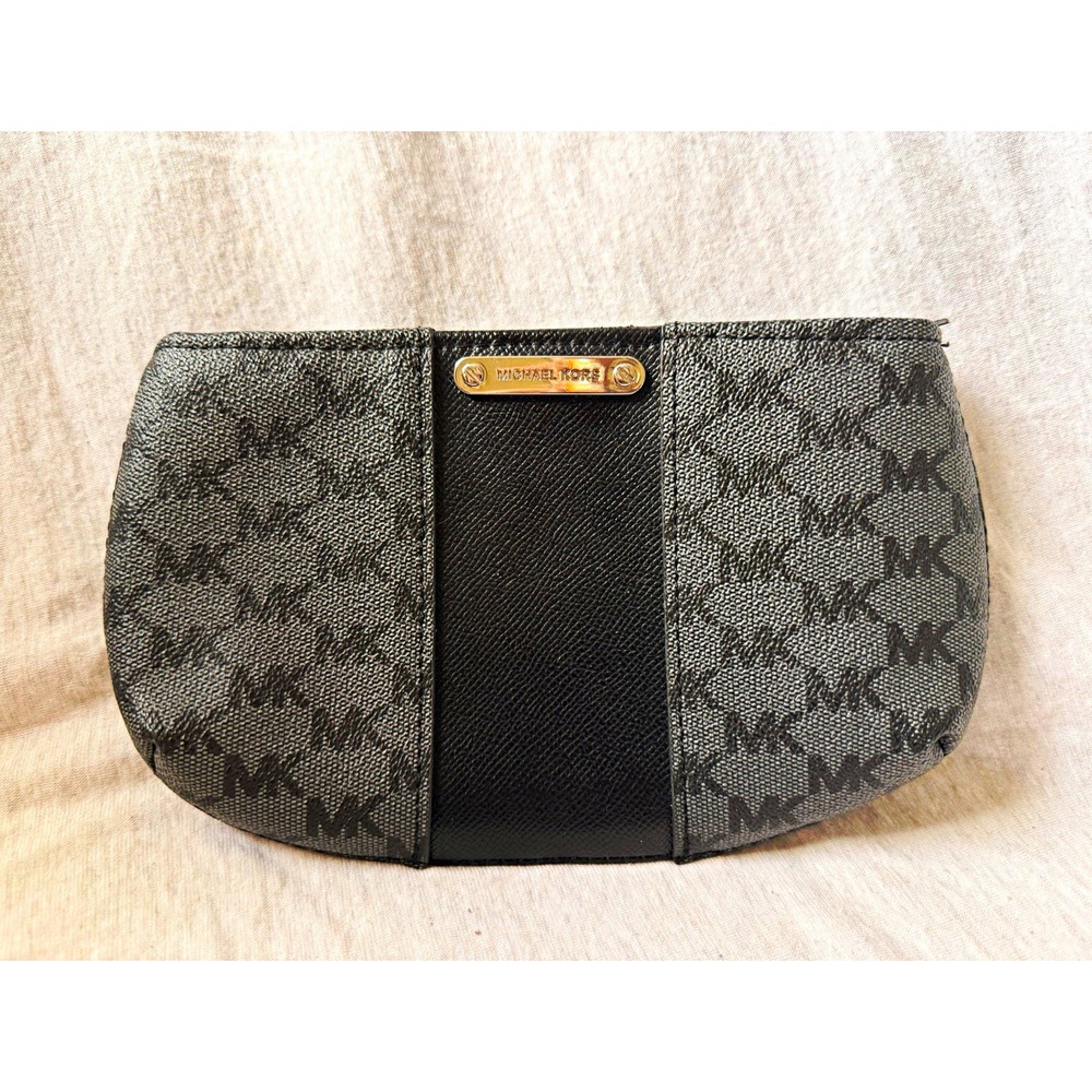 Michael Kors MK Monogram Faux Leather Zip Pouch (belt strap not included)
